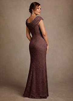 Azazie Irvine Mother of the Bride Dresses Espresso A-Line Pleated Floral Burnout Dress image2