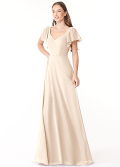 Azazie Syenna Bridesmaid Dresses White Alabaster A-Line Ruched Chiffon Dress image4