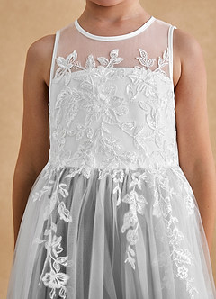 Azazie Bitsy Flower Girl Dresses Ivory Black A-Line Lace Tulle Dress image6