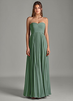 Azazie Chiana Brautjungfernkleider A-Linie Schulterfrei Chiffon Kleid Eukalyptus image4