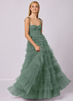 Barbie ♥ Azazie Final Sale Eucalyptus A-Line Sweetheart Neckline Tulle Dress image3