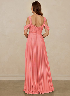 Christian Siriano Bridal for Azazie 1013 Bridesmaid Dresses Coral A-Line Off the Shoulder Chiffon Dress image3