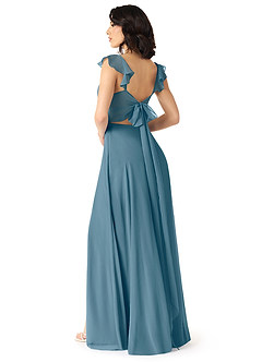 Azazie Everett Bridesmaid Dresses Bermuda A-Line V-neck Ruched Chiffon Dress image2