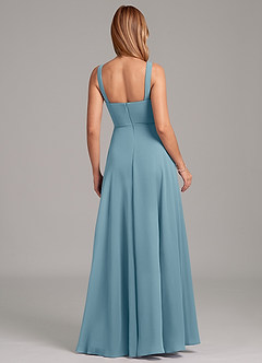 Azazie Shaude Bridesmaid Dresses Moody Blue A-Line Pleated Chiffon Dress image2