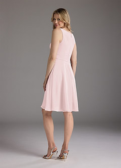 Azazie Shirley Mother of the Bride Dresses Blushing Pink A-Line Scoop Pleated Chiffon Dress image7