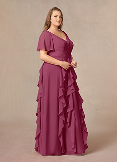 Azazie Watson Mother of the Bride Dresses Mulberry A-Line V-Neck Chiffon Dress image9