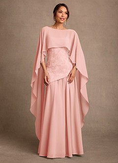 Azazie Flossie Mère de la mariée Robes Robe Trapèze en Mousseline de soie Plissée Rosette image1