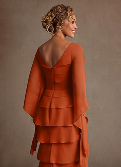 Azazie Arabinda Kleider für die Brautmutter Etui Gestreift Chiffon Kleid Gebranntes Orange image6