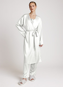 front Satijnen loungewearset met lange mouwen, 3-delig