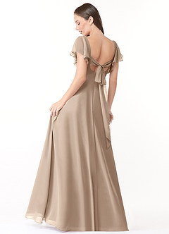 Azazie Syenna Bridesmaid Dresses Taupe A-Line Ruched Chiffon Dress image2