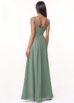 Azazie Keyla Bridesmaid Dresses Silver Sage A-Line V-Neck Pleated Chiffon Dress image8