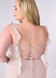 Barbie ♥ Azazie Bridesmaid Dresses Blushing Pink Mermaid Corset Chiffon Dress image10
