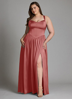 Azazie Francis Brautjungfernkleider A-Linie Korsett Stretch-Satin Kleid Antike Rose image9
