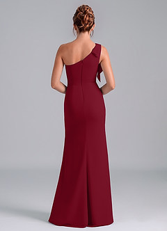 Azazie Rinna Bridesmaid Dresses Burgundy Mermaid One Shoulder Chiffon Dress image2