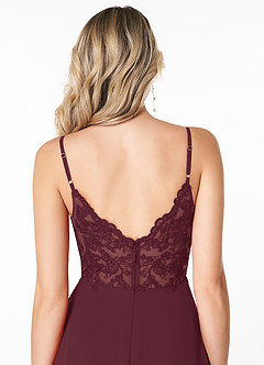 Azazie Lena Bridesmaid Dresses Cabernet A-Line Lace Chiffon Dress image5