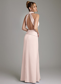 Azazie Gracelynn Bridesmaid Dresses Blushing Pink Sheath Pleated Stretch Satin Dress image9
