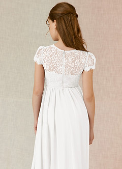 Azazie Delevingne Junior Linia A Koronka Szyfon Długość podłogi Młodsza druhna Sukienka image5