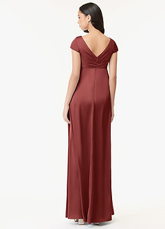 Azazie Allessia Maternity Bridesmaid Dresses A-Line Pleated Stretch Satin Floor-Length Dress image2