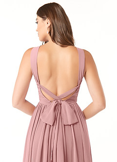 Azazie Dionne Bridesmaid Dresses Dusty Rose A-Line Corset Chiffon Dress image3