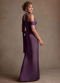 Azazie Kamala 신부의 어머니 드레스 쉬스 한쪽 어깨 스트레치 새틴 플로어 길이 드레스 image5