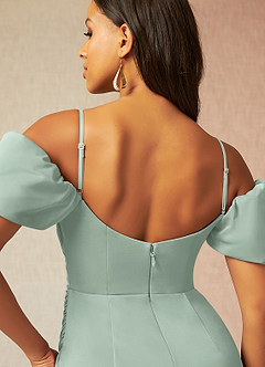 Azazie Tanya Bridesmaid Dresses Agave Mermaid Pleated Mesh Convertible Dress image9