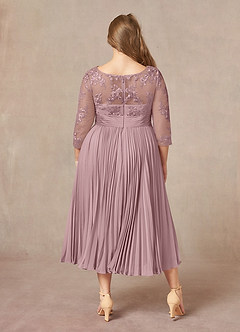 Azazie Tutu Kleider für die Brautmutter A-Linie Bootshals Spitze Chiffon Kleid Altrosa image8
