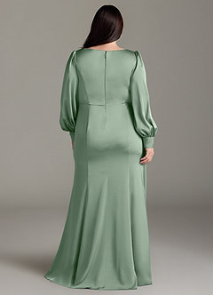 Azazie Raye Bridesmaid Dresses Matcha Mermaid Long Sleeve Stretch Satin Dress image8