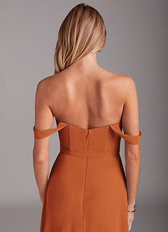 Azazie Aaron Bridesmaid Dresses Cinnamon A-Line Off the Shoulder Chiffon Convertible Dress image8