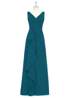 Azazie Julianna Bridesmaid Dresses Ink Blue A-Line Chiffon Dress image6