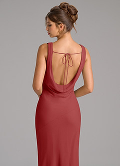 Azazie Rylina Bridesmaid Dresses Rust Mermaid Pleated Chiffon Dress image2
