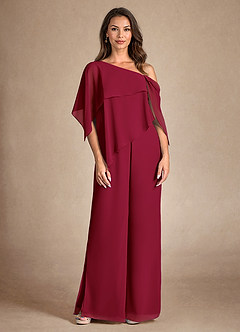 Azazie Halima Kleider für die Brautmutter Overall/Jumpsuit Seitliche Cut-Outs Chiffon Kleid Burgunderrot image7
