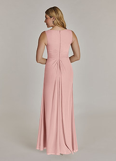 Azazie Manuella Mère de la mariée Robes Robe Trapèze en Mousseline de soie Col V plissé Rose Poudré image7