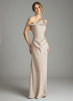 Azazie Emerson Brudtärnklänningar Klä av Sjöjungfru i Stretch Satin Av axeln Frost image5