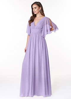 Azazie Temeka Bridesmaid Dresses Lilac A-Line Ruched Chiffon Dress image3