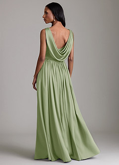 Azazie Novi Morsiusneito Mekot A-linja taskuilla Joustava satiini Lattian pituus Pukeutua image2