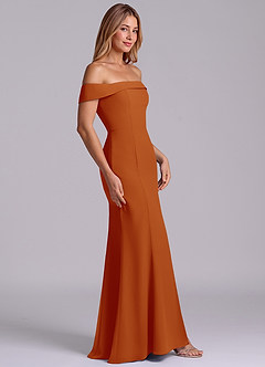 Azazie Luciana Robes de demoiselle d'honneur Robe Fourreau Convertible en Mousseline de soie Épaule décolletée Paprika image5