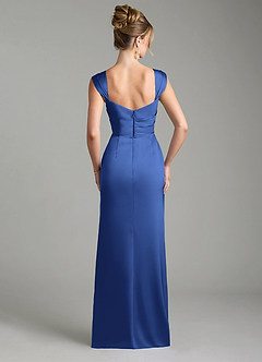 Azazie Filippa Bridesmaid Dresses Royal Blue A-Line Pleated Stretch Satin Dress image2