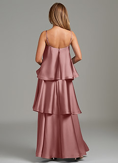 Azazie Azalea Bridesmaid Dresses Dusty Rose A-Line Ruched Stretch Satin Dress image4