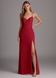 Azazie Manila Bridesmaid Dresses Scarlet Sheath V-Neck Chiffon Dress image1