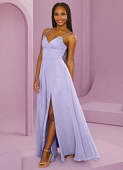 Barbie ♥ Azazie Bridesmaid Dresses Lilac A-Line with Pockets Chiffon Dress image8
