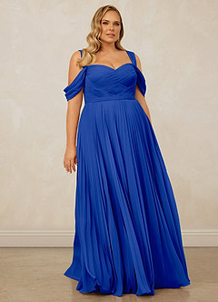 Christian Siriano Bridal for Azazie 1013 Robes de demoiselle d'honneur Robe Trapèze en Mousseline de soie Épaule décolletée Bleu Roi image10