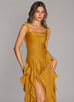 Azazie Sloane Bridesmaid Dresses Butterscotch A-Line Sweetheart Neckline Stretch Satin Dress image5