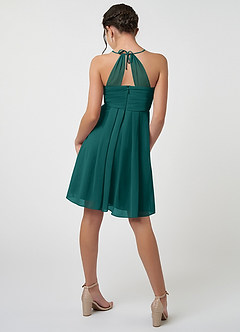 Azazie Ginny Junior Peacock A-Line Pleated Chiffon Dress image2