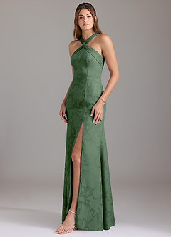 Azazie Rue Robes de demoiselle d'honneur Robe Trapèze en Blumen-Burnout Plissée Eucalyptus image3