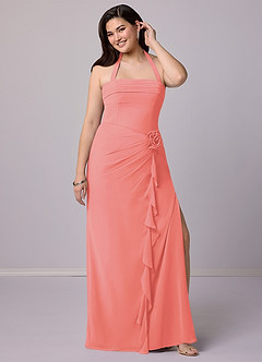 Barbie ♥ Azazie Bridesmaid Dresses Coral Sheath Strapless Chiffon Convertible Dress image12