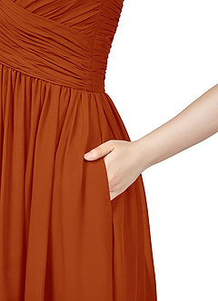 Azazie Angie Bridesmaid Dresses Paprika A-Line Corset Chiffon Dress image10