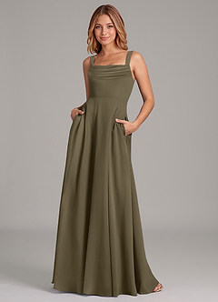 Azazie Shaude Bridesmaid Dresses Willow Green A-Line Pleated Chiffon Dress image1
