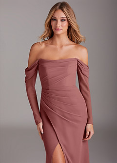 Azazie Hallie Bridesmaid Dresses Amethyst Mermaid Long Sleeve Chiffon Dress image5