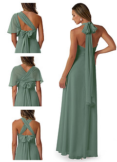 Azazie Fifi Bridesmaid Dresses Eucalyptus A-Line Strapless Chiffon Convertible Dress image8