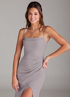 Azazie Leonis Jurken voor bruidsmeisjes Converteerbaar Jurk van Stretch crêpe met Kolom Strapless Schemering image2